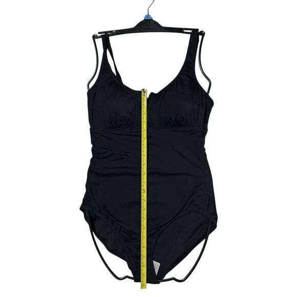 Anne Cole Women’s  Square Neck One Piece Swimsuit Large Color Black - Picture 7 of 10